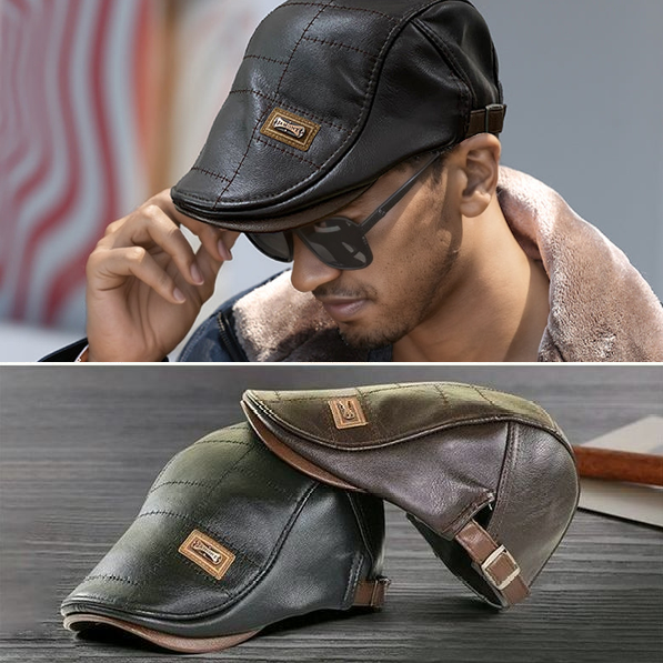 Retro Leather Beret Hat