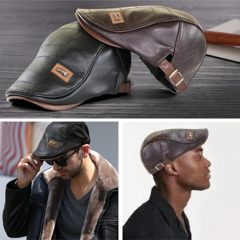 Retro Leather Beret Hat