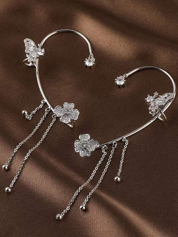 Zircon Flower Butterfly Ear Clip