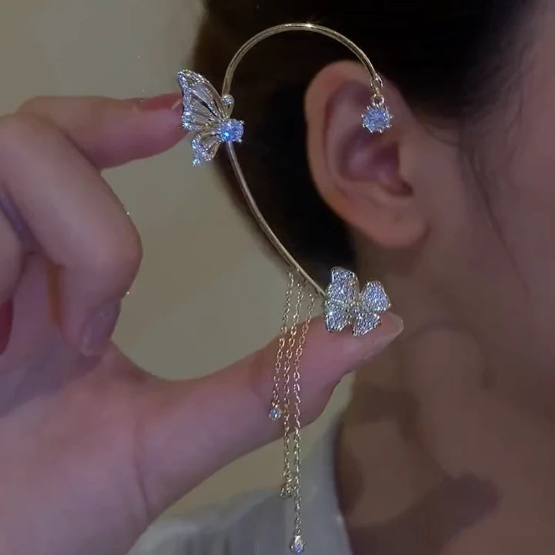 Zircon Flower Butterfly Ear Clip