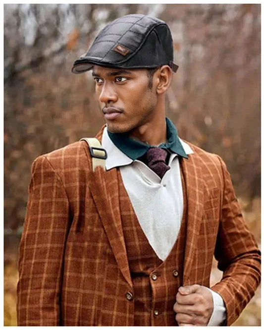 Retro Leather Beret Hat