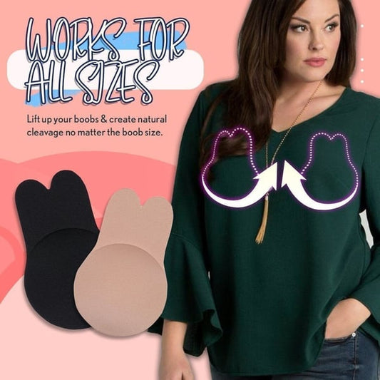 Reusable Lift Up Adhesive Bra [1 Pair Black + 1 Pair Cream]