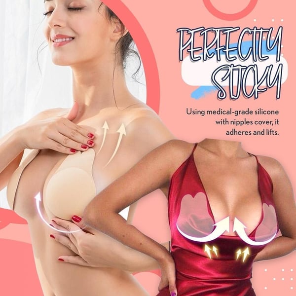 Reusable Lift Up Adhesive Bra [1 Pair Black + 1 Pair Cream]