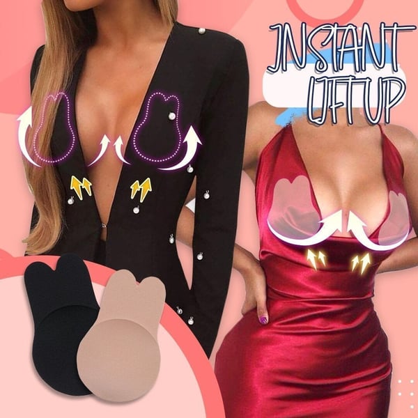 Reusable Lift Up Adhesive Bra [1 Pair Black + 1 Pair Cream]